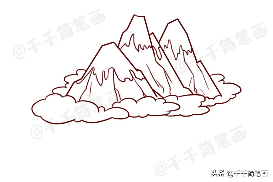 山峰怎么画简单又漂亮简笔画,儿童风景简笔画步骤图解
