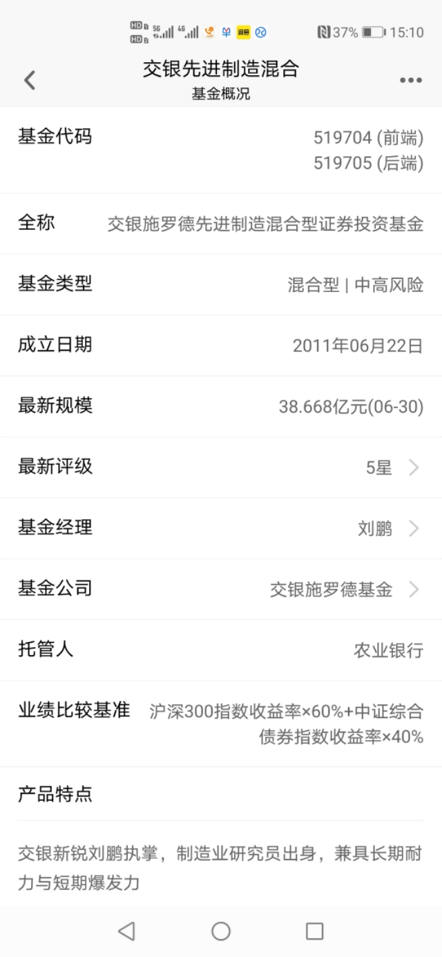 又一只靠谱的好基金：交银先进制造混合！我的基金组合中后卫