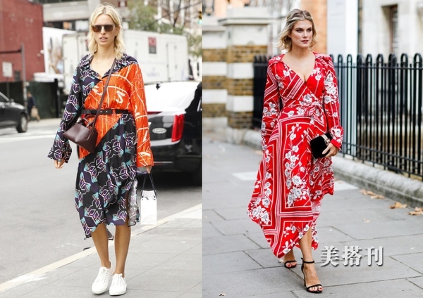 美到极致的印花连衣裙,秋季气质印花法式修身减龄连衣裙