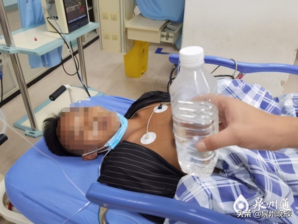 天热口渴，男子误将石油醚当水喝