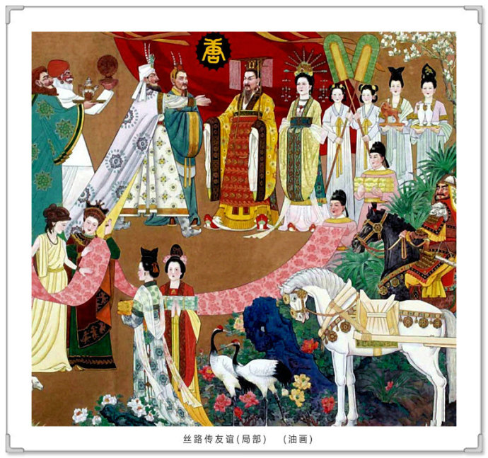 文化高级感十足的青绿山水画,古典山水写实油画作品