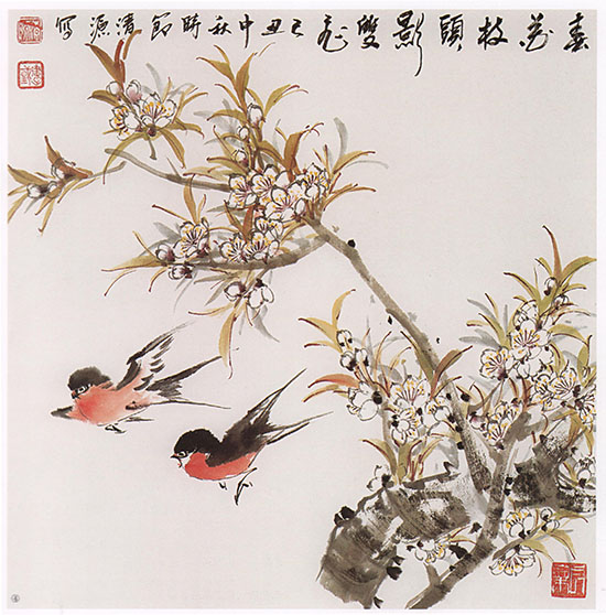 国画转水转粉技法,转桃花教程