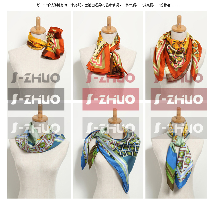 方形丝巾和丝巾扣,丝巾系法大全小方丝巾的打法