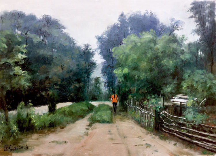 左国顺油画,郭福明的果子沟风景油画作品