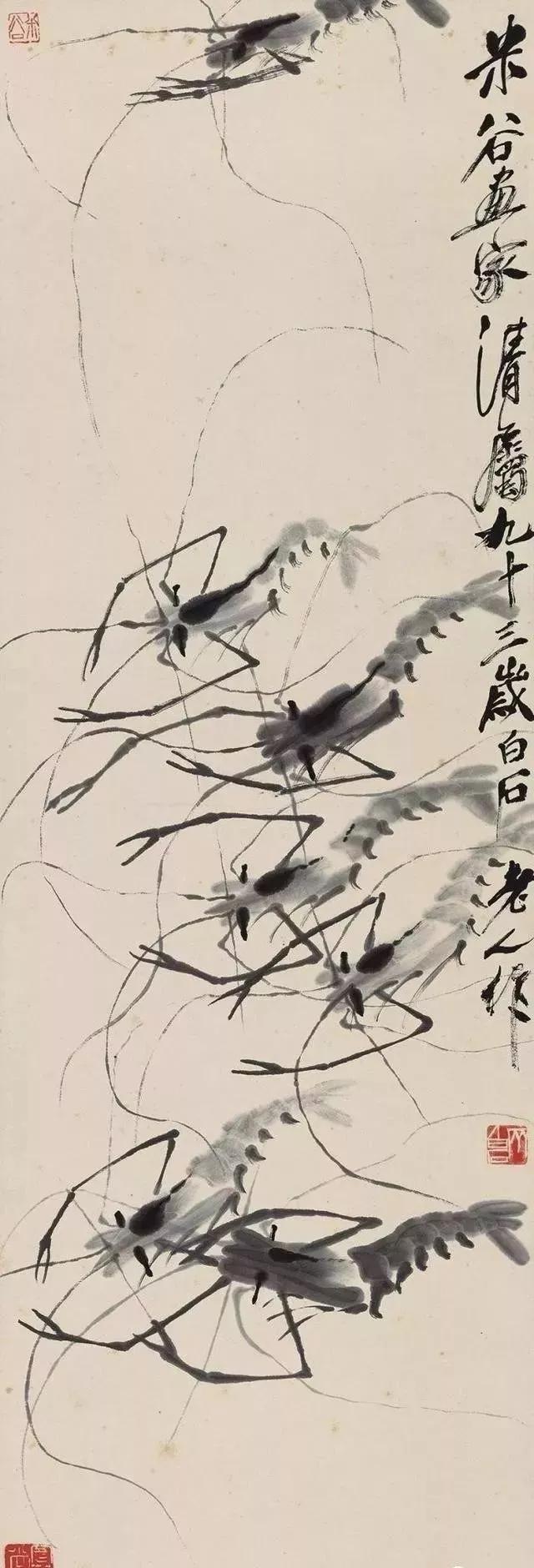 齐白石87岁画的虾背后的故事,齐白石画的虾真的图片及简介