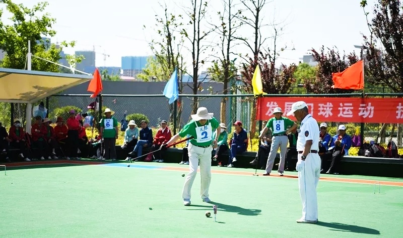 第十届全民健身门球比赛,我市举办老年门球赛
