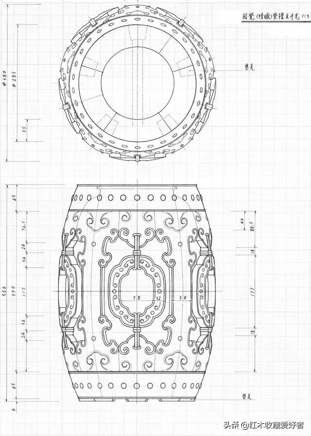 中国传统家具手绘三视图,古典家具设计图纸