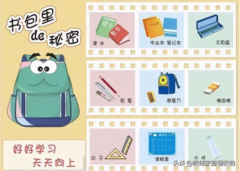 书包怎么收纳不会丢东西,书包怎么收纳视频