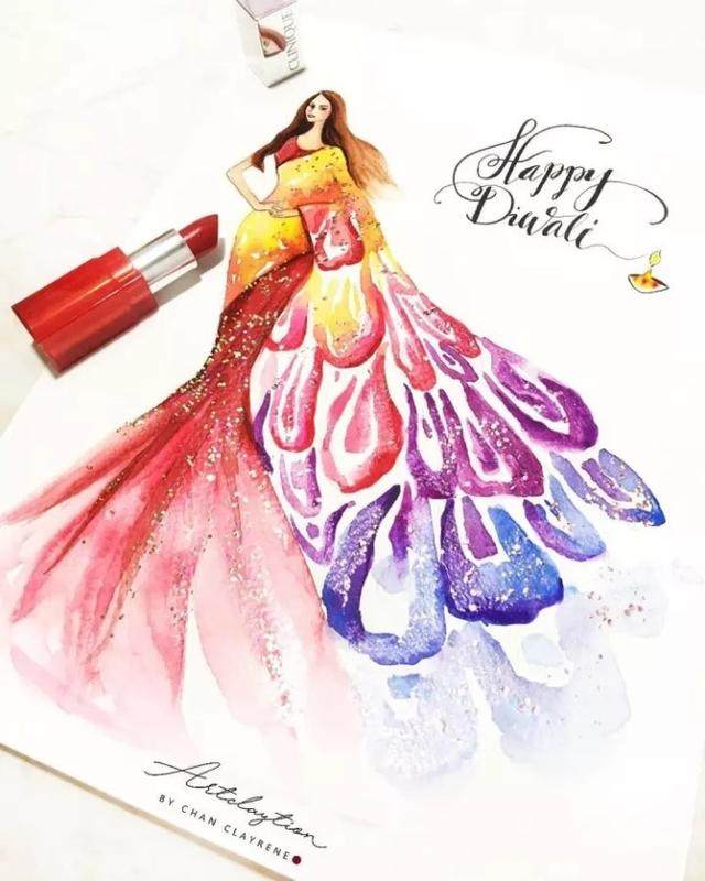 服装设计礼服素描手稿,著名设计师服装设计手稿