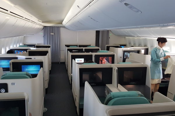 大韩航空787-9头等舱,大韩航空747-8商务舱体验去美国