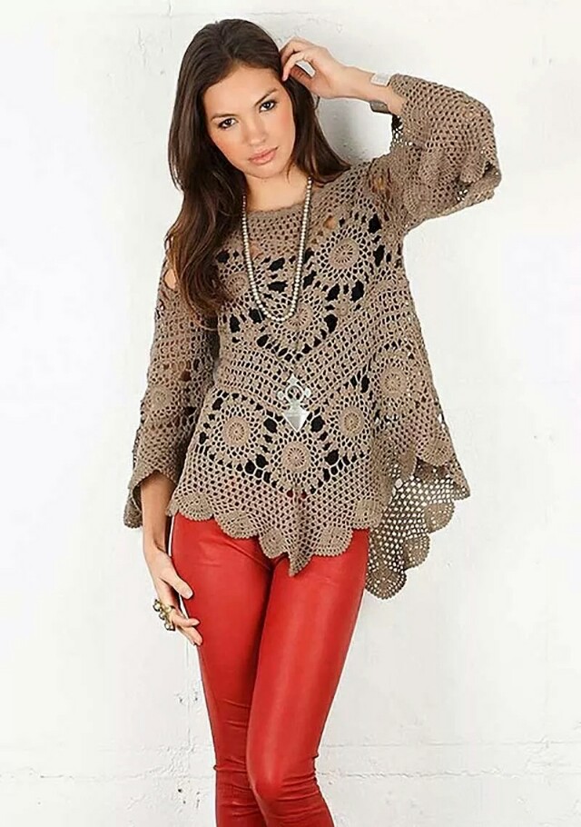 春秋美衣钩针蝙蝠衫,最好看的钩针衫