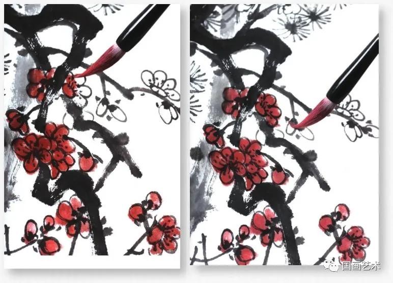 怎样画梅竹松树图片,儿童国画梅花入门画法步骤