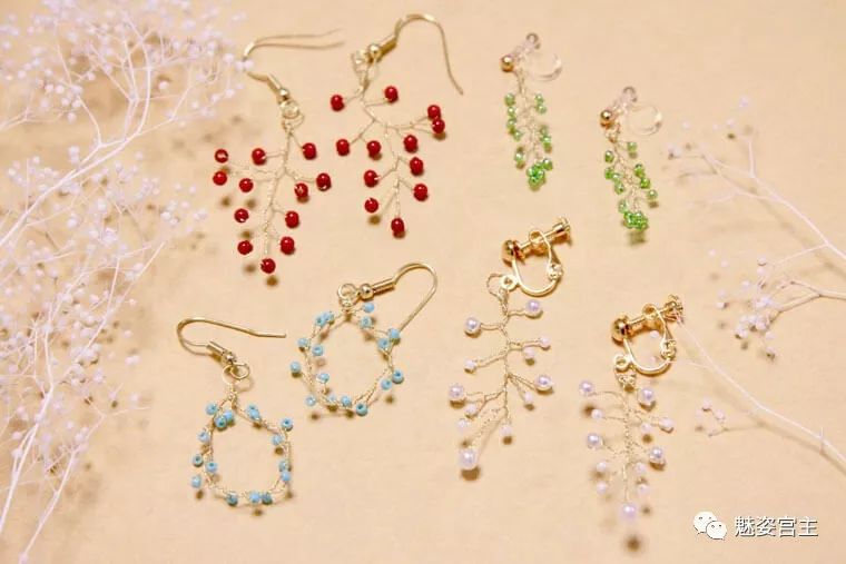 简单耳坠扭扭棒,菱形水晶珠耳饰教程