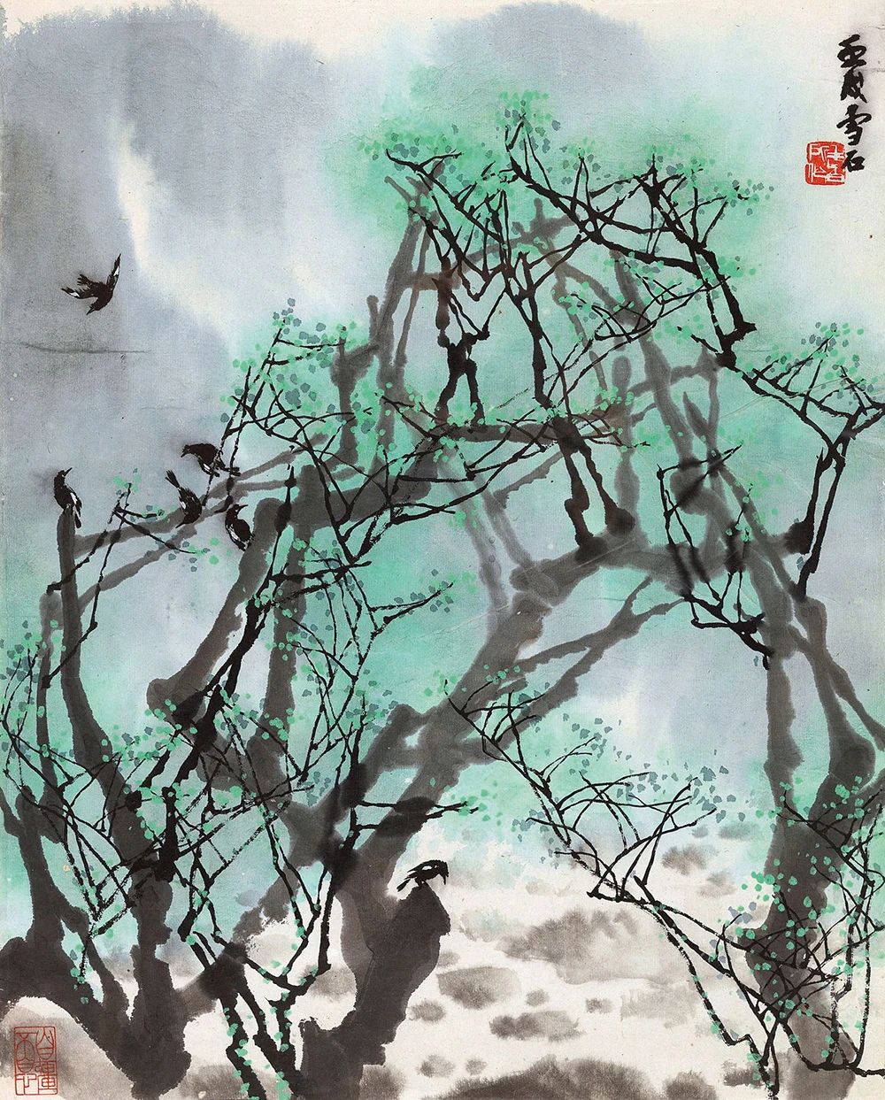 白雪石漓江山水画作品高清图片,名家笔下的漓江山水有多美