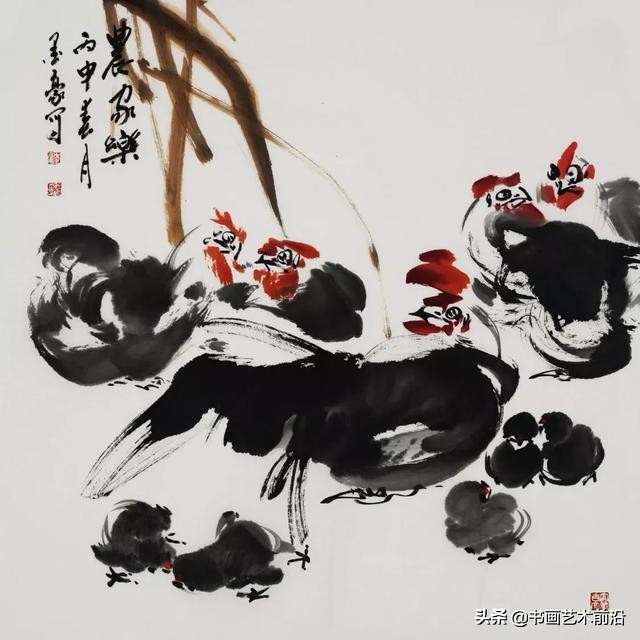 写意吉祥鸡画法,画鸡完整画