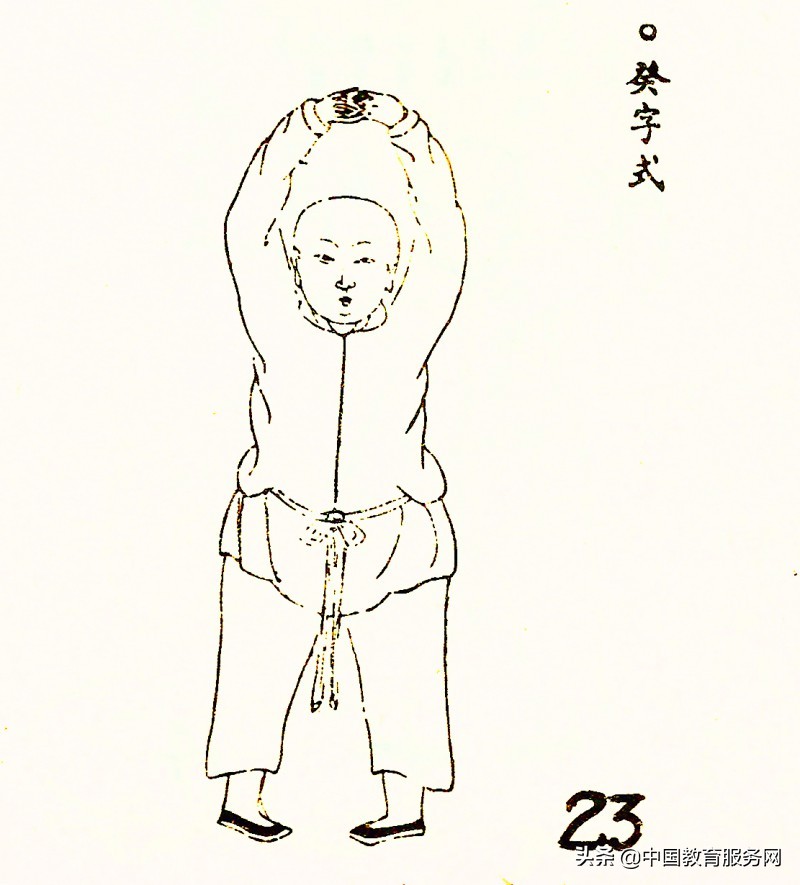 清代八段锦图册,古法八段锦挂图