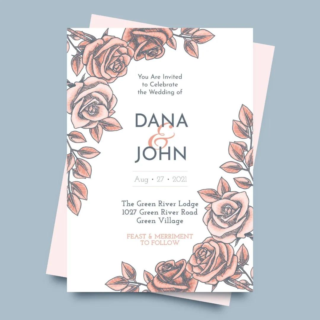 婚礼请柬模板高清图片边框,婚礼请柬英语模板制作