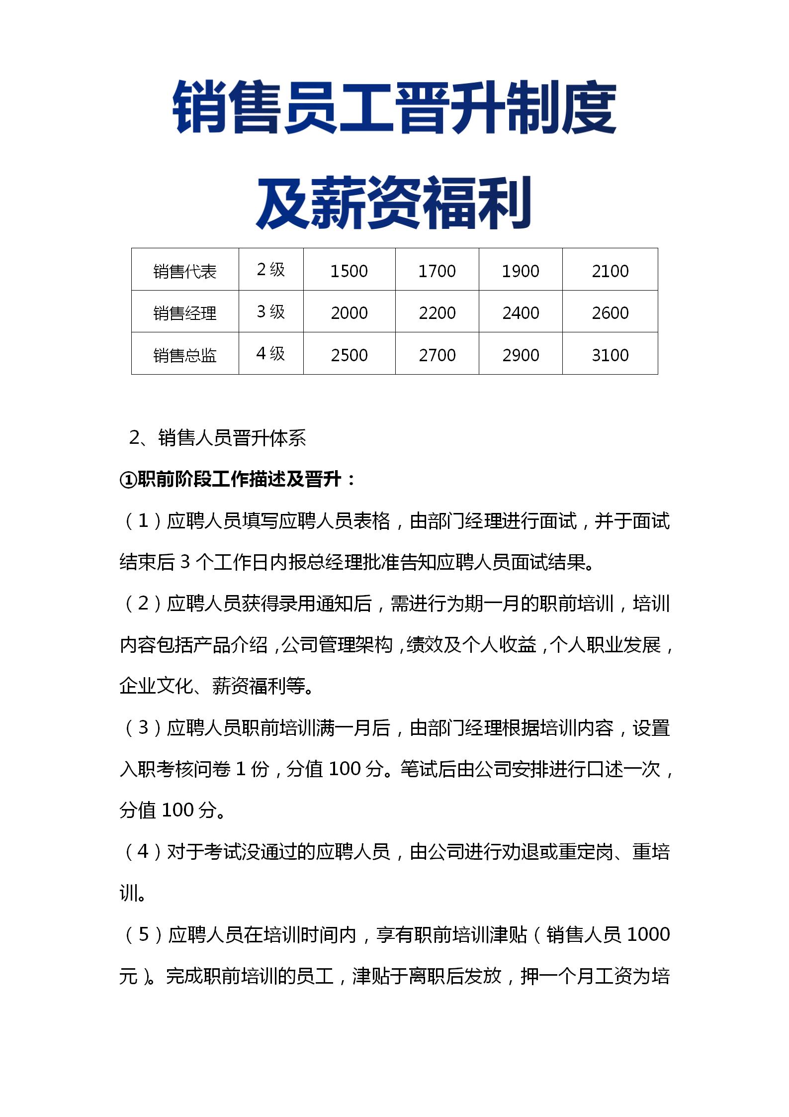 销售管理制度与薪酬体系,销售员工晋升制度与考核标准