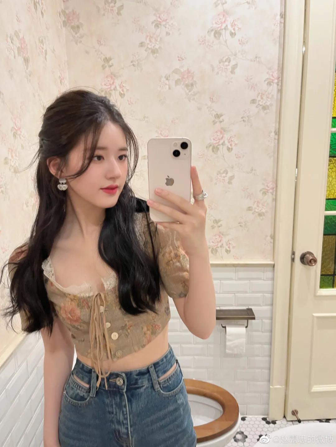 明星同款发型女赵露思披半头发,中长发细软赵露思发型