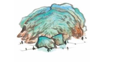 国画山水画石头的画法如何上色,国画石头的画法斧劈皴图片