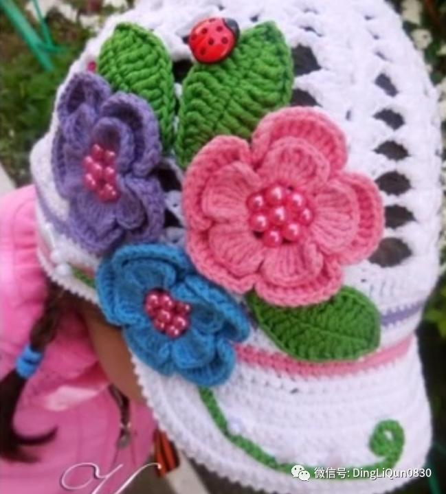 针织作品30款时尚钩花装饰帽子,简单易学又好看的针织帽子