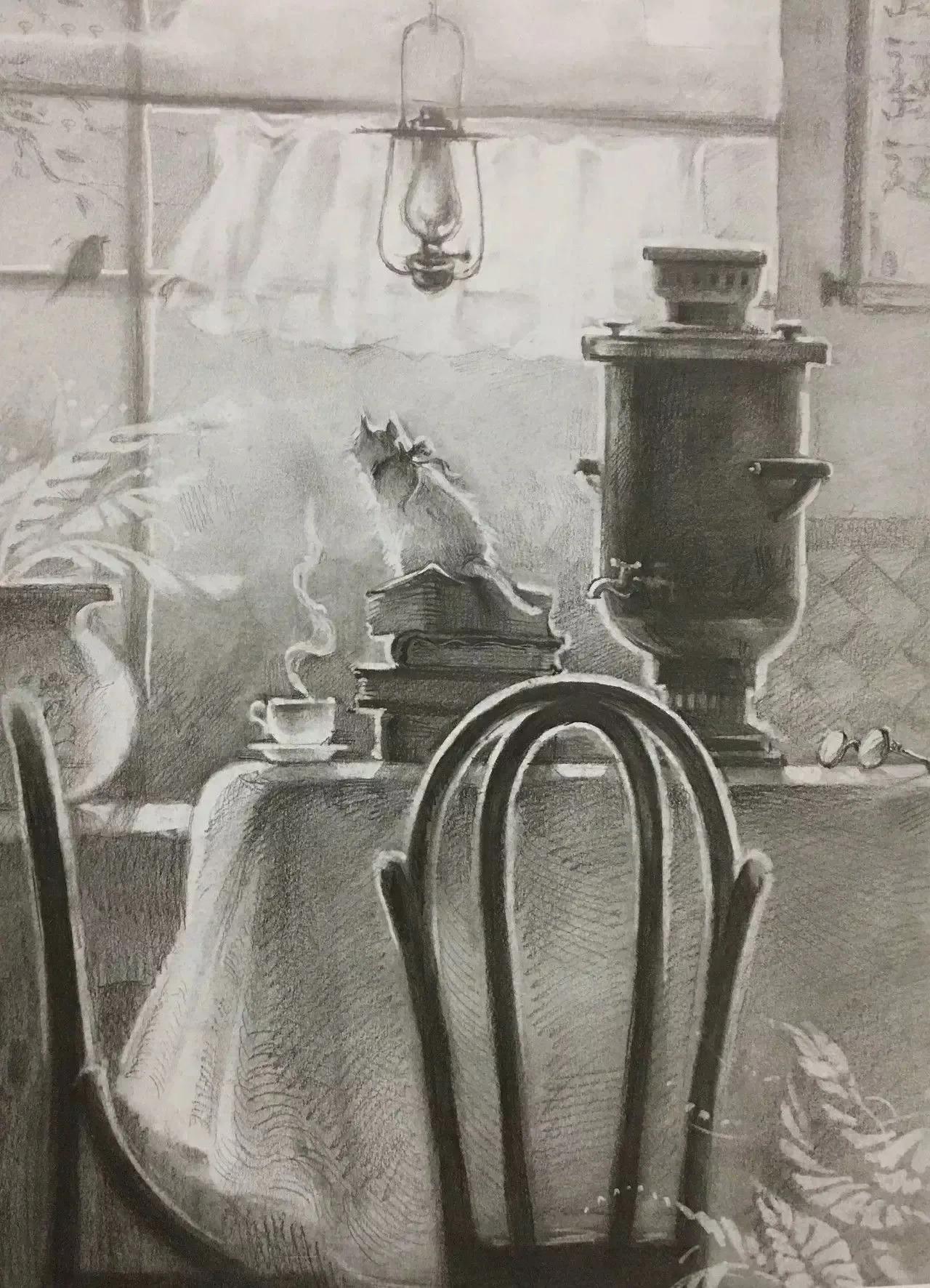 清华校考场景素描高分卷,清华素描场景高分卷技法