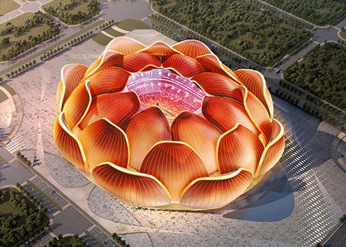 恒大足球场惊艳亮相图,恒大新球场荷花效果图
