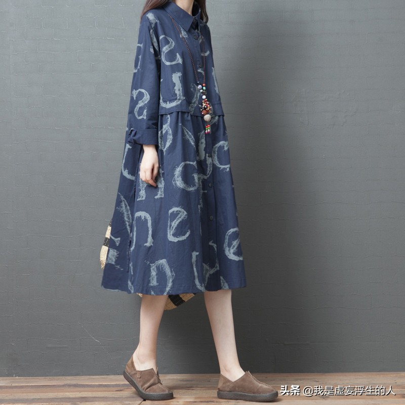 棉麻韩版宽松连衣裙120斤到220斤,180斤棉麻显瘦连衣裙时尚简洁大方