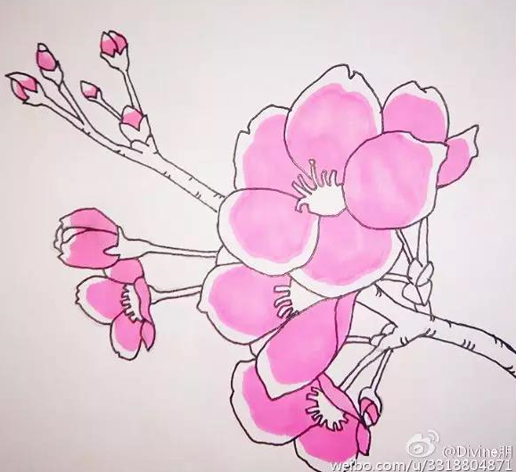 桃花简笔画：一步一步教你画桃花的教程，简单又好看，你想学吗？