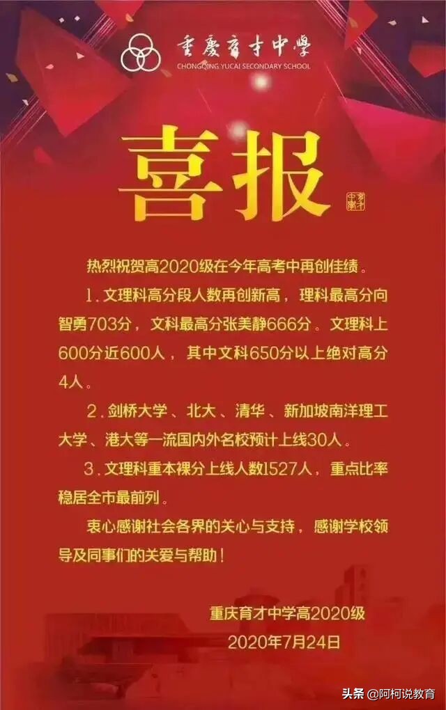 重庆这4所高中,考上就是一只脚进入名牌大学,一本率超过90%