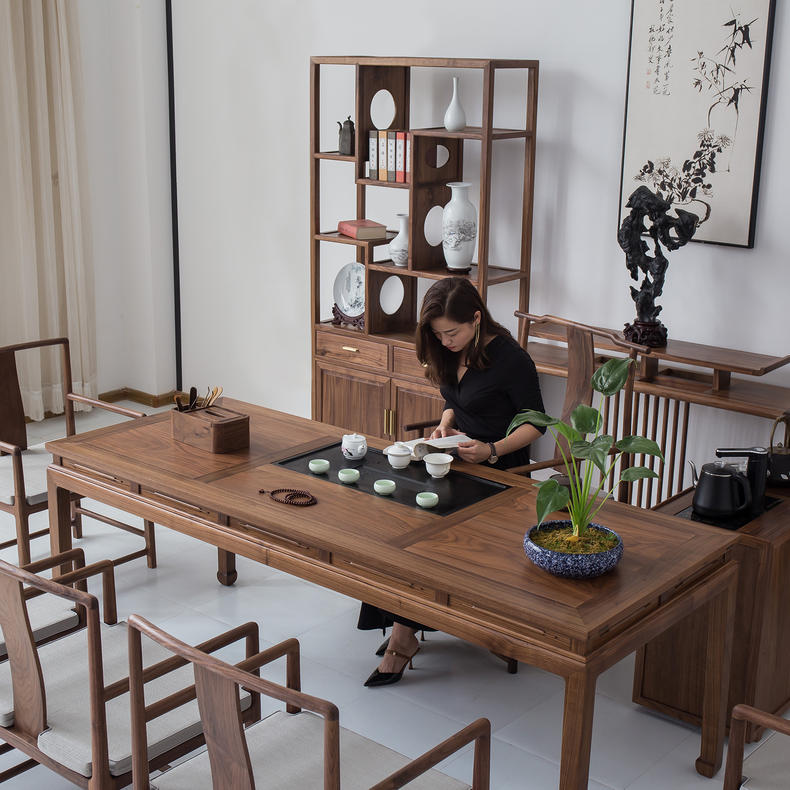 新中式茶桌椅组合现代简约禅意,现代简约茶室茶桌椅