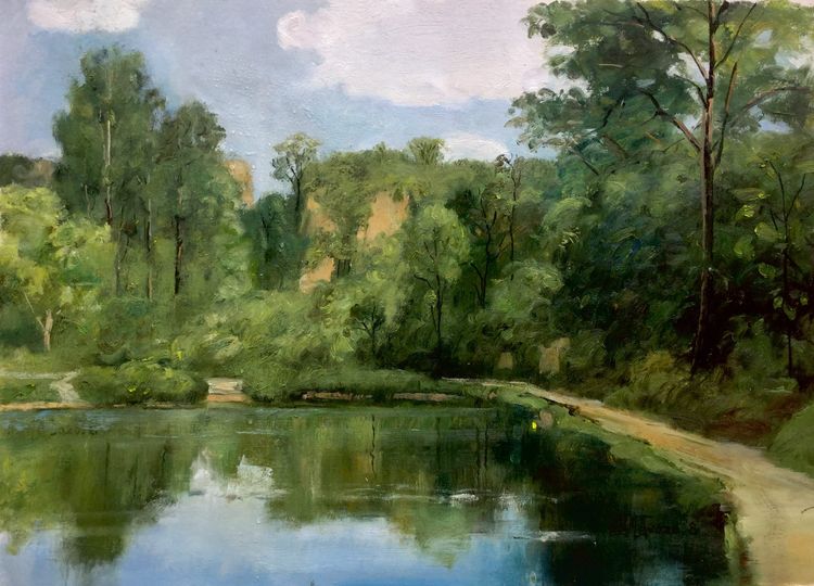 左国顺油画,郭福明的果子沟风景油画作品