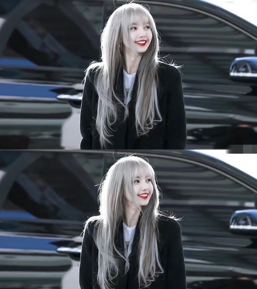 lisa粉衣造型配绿手套,lisa新造型帅