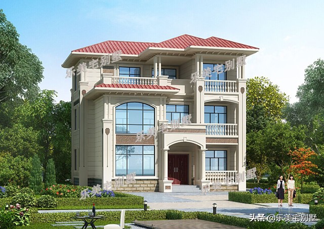 10x10米三层平顶别墅免费图纸,三层双拼复式9x10别墅户型图纸