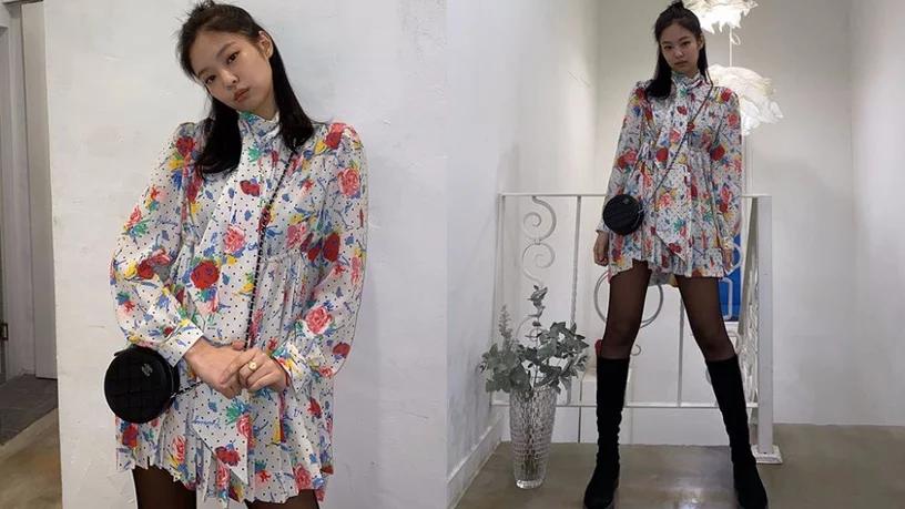 jennie小香风蝴蝶结,jennie同款紫色小香风搭配