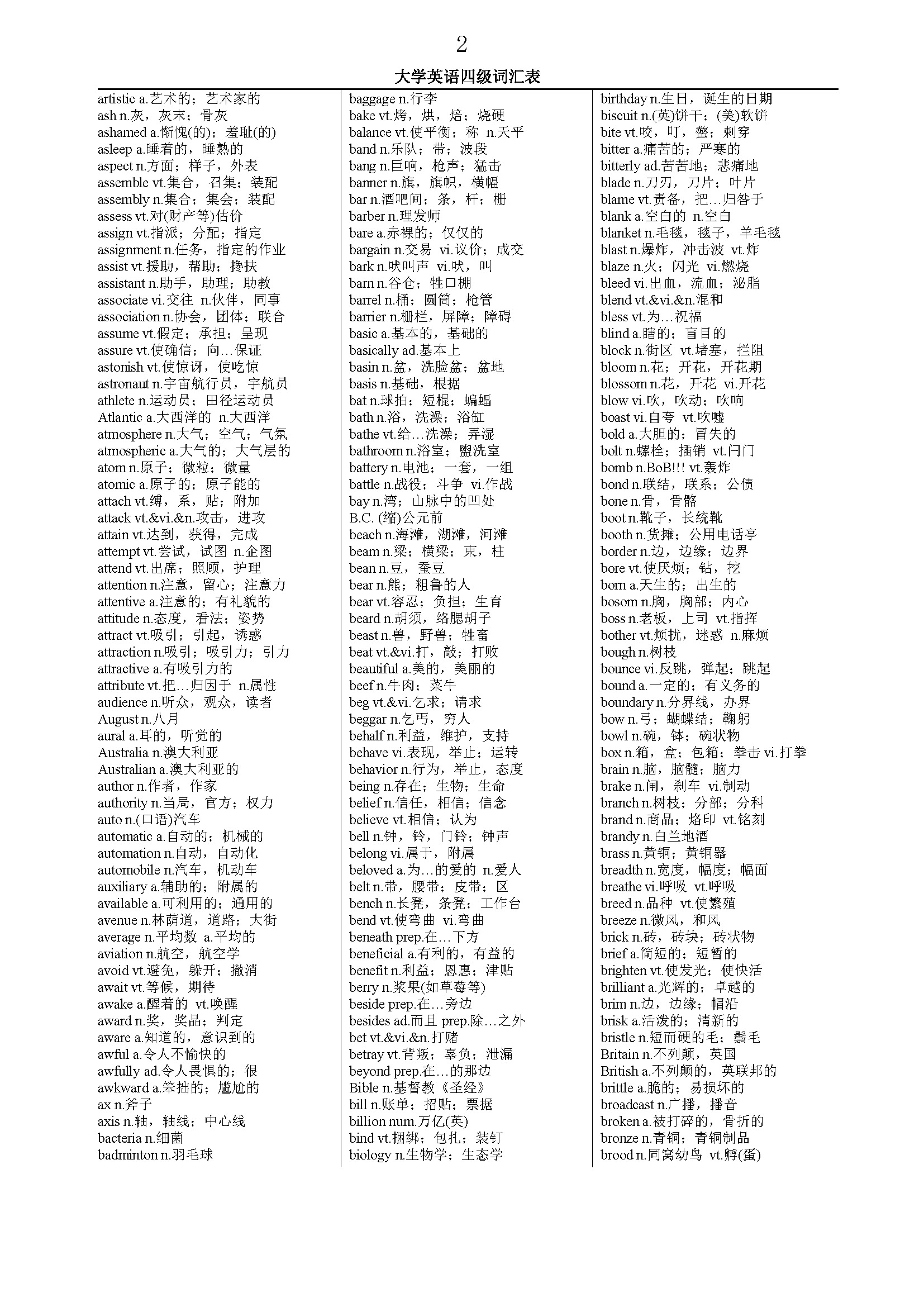 大学英语四级词汇最全版,2023大学四级英语词库在哪