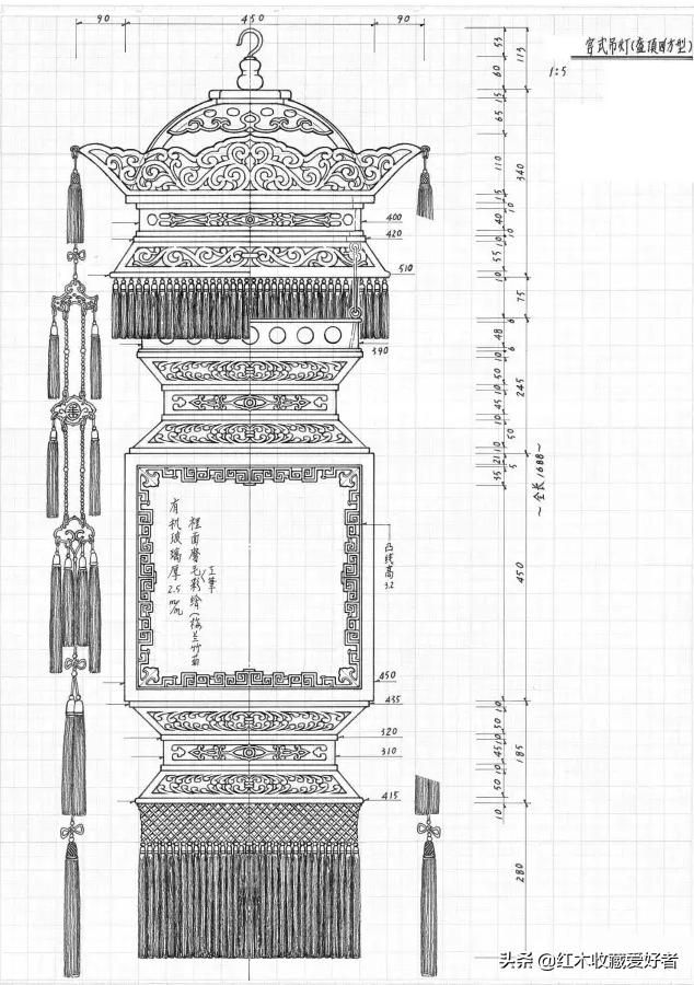 中国传统家具手绘三视图,古典家具设计图纸