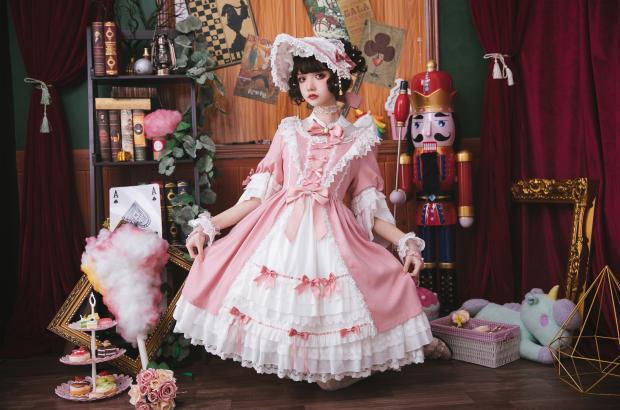 洛丽塔裙子成人日常款,粉色洛丽塔甜美可爱小裙子