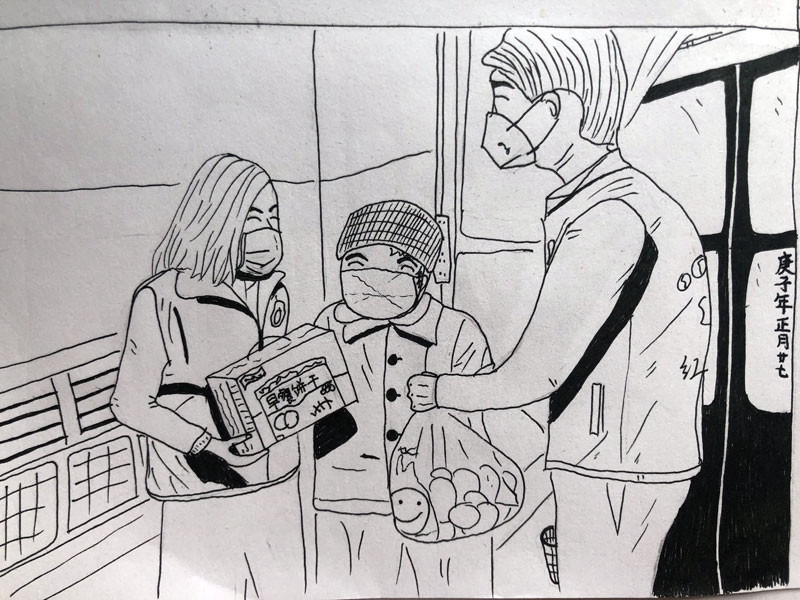 致敬医护人员志愿者手绘主题画,关于疫情志愿者漫画作品