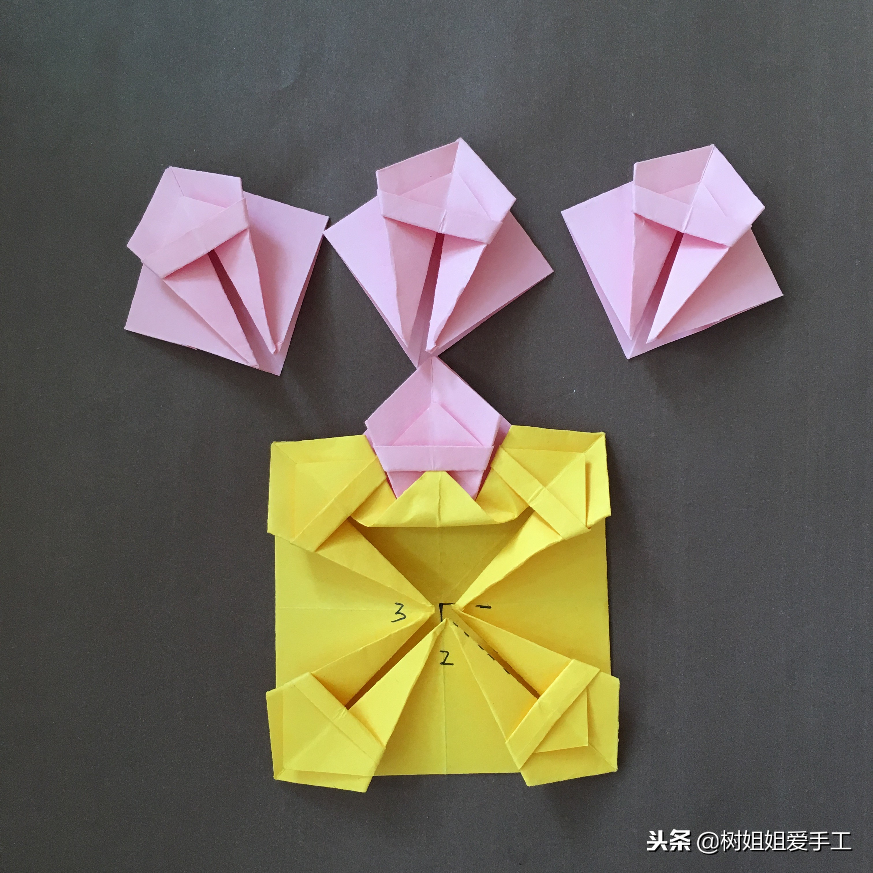 用正方形纸折小花篮,用一张纸折简单漂亮的花篮慢动作