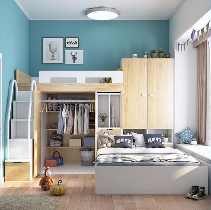 儿童高低床小户型卧室布置效果,小户型搞个阁楼床