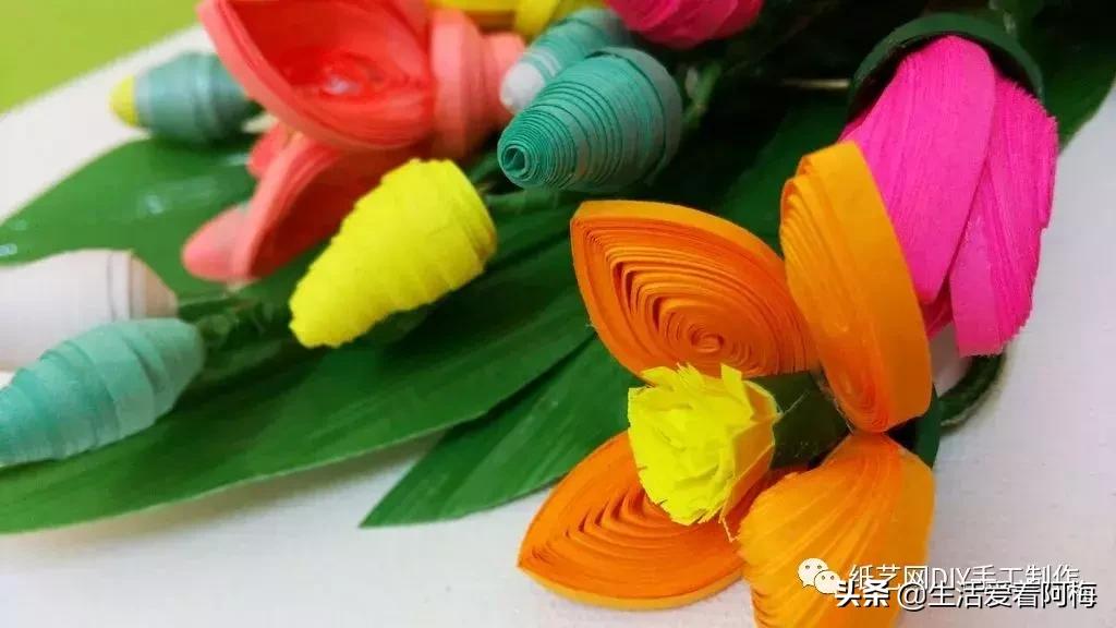 简单易学褶皱纸手工花束教师节,衍纸教师节立体花束教程