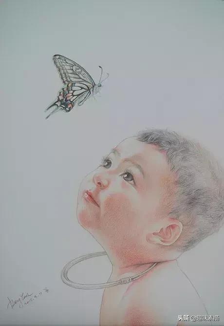 超精细彩铅人像素描,简单又漂亮的彩铅插画