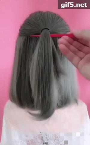 短发用红色大蝴蝶结怎么扎头发,短发怎么扎蝴蝶结马尾好看