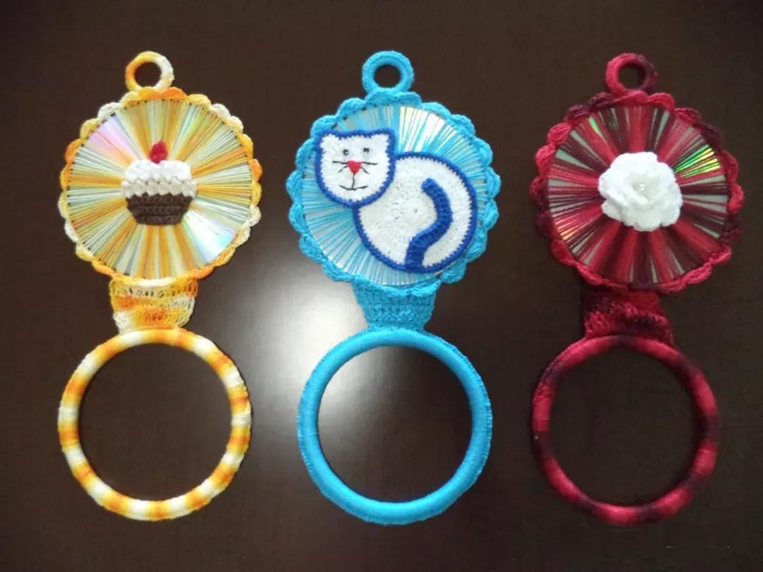 废旧光盘钩针收纳,可以钩什么物件好看又实用