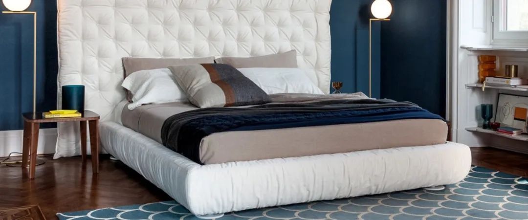 卧室床柜一体效果图,现代简约卧室家具全套