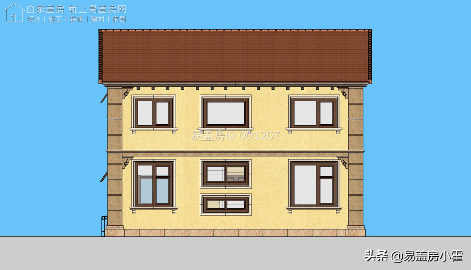 农村自建房2层欧式别墅设计,面宽10米欧式风格二层小别墅