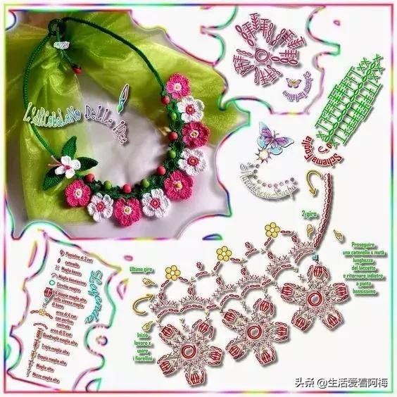 钩针编织时尚首饰项链视频教程,柠檬耳环钩针图解