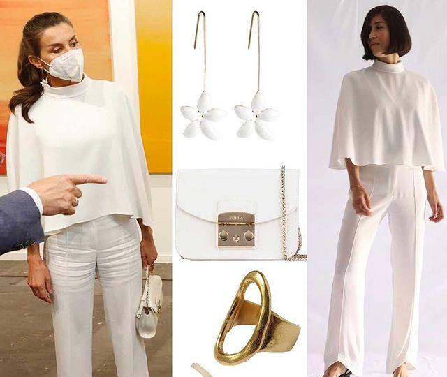 西班牙王后黑色西装上衣搭配裙子,西班牙王后穿搭少女心