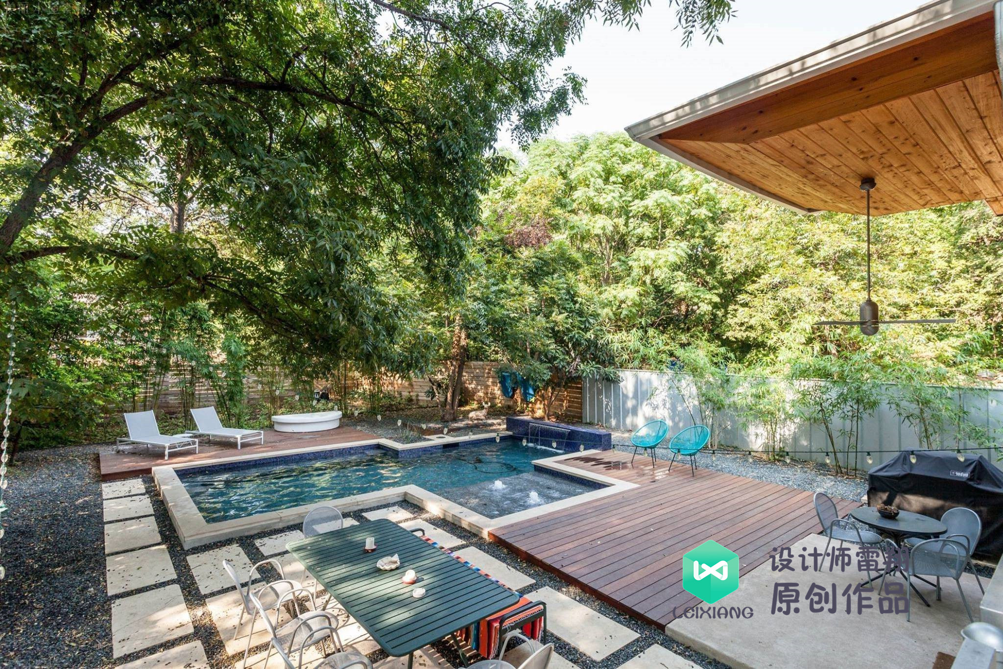 庭院防腐木颜色搭配效果图,庭院怎么铺装防腐木